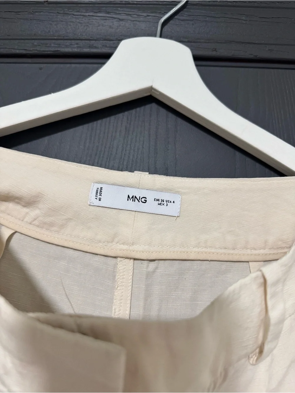 Mango lightweight linen High-Rise Wide Leg Pants in Cream